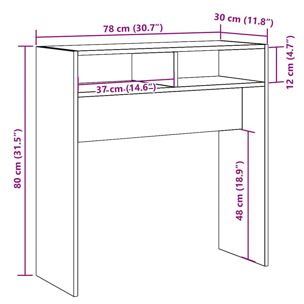konzolni stol Artisan hrast 78x30x80 cm konstruirano drvo