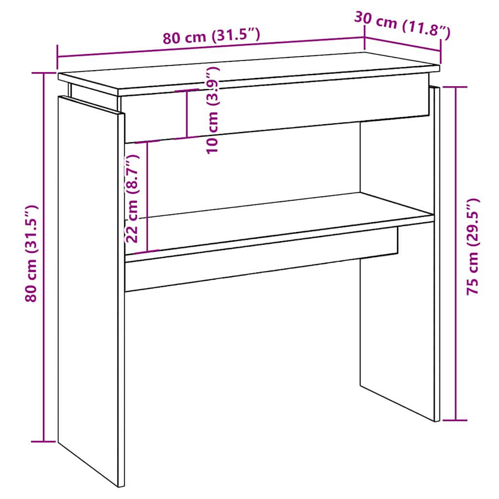 Konzolni stol Artisan hrast 80x30x80 cm konstruirano drvo