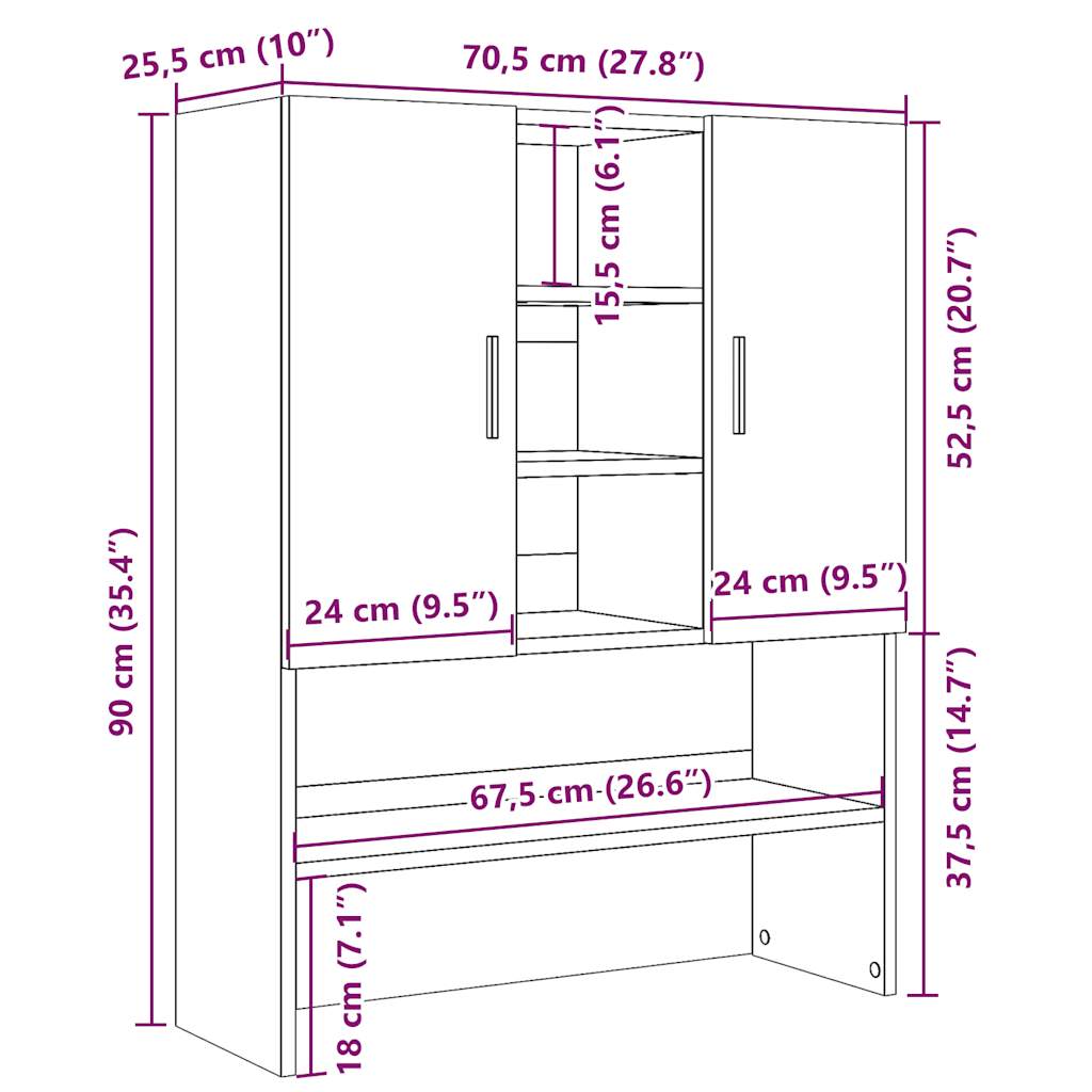 Ormar za perilicu rublja Artisan hrast 70,5x25,5x90 cm