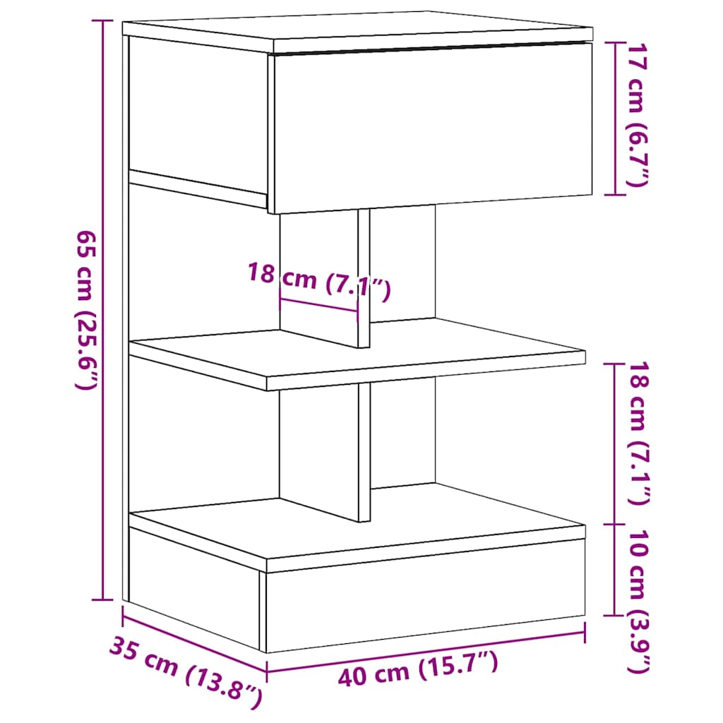 Noćni ormarići 2 kom Staro drvo 40x35x65 cm Konstruirano drvo