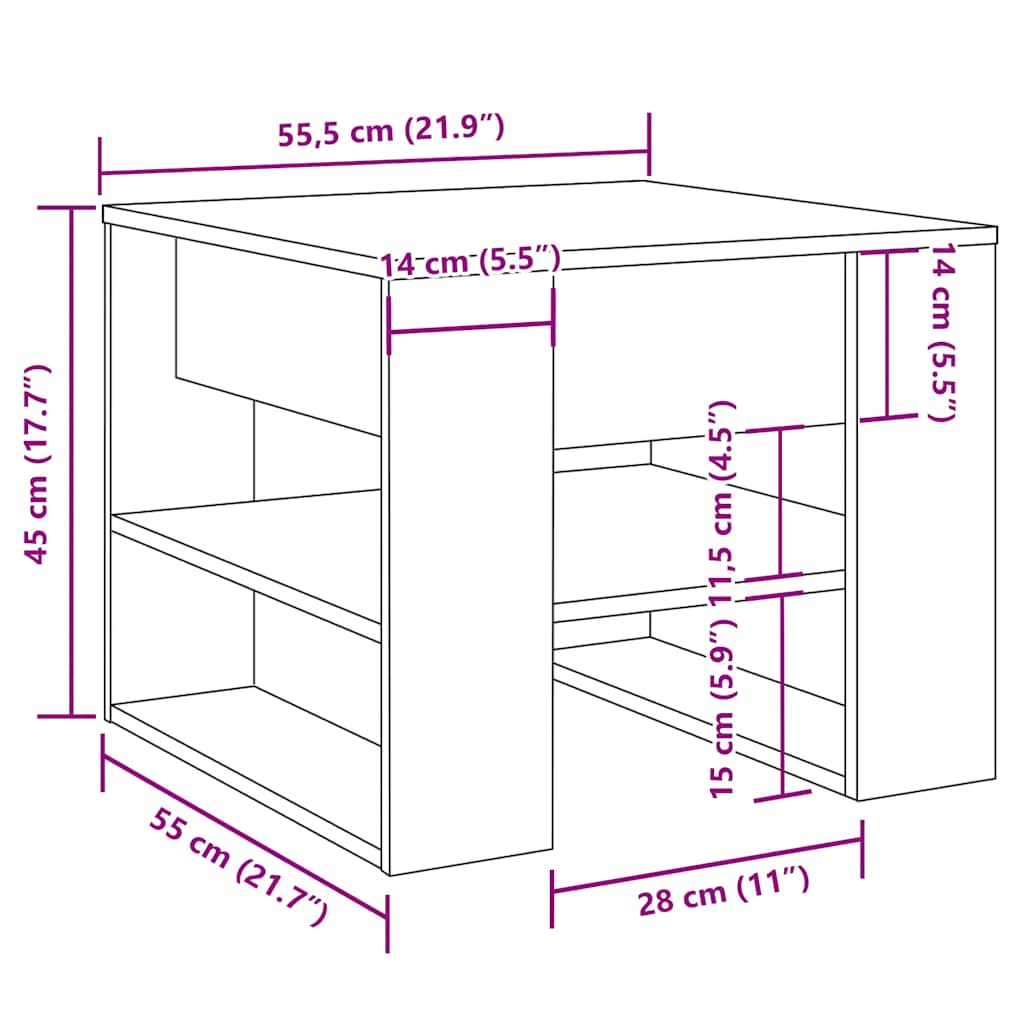 Stol za kavu staro drvo 55,5x55x45 cm konstruirano drvo