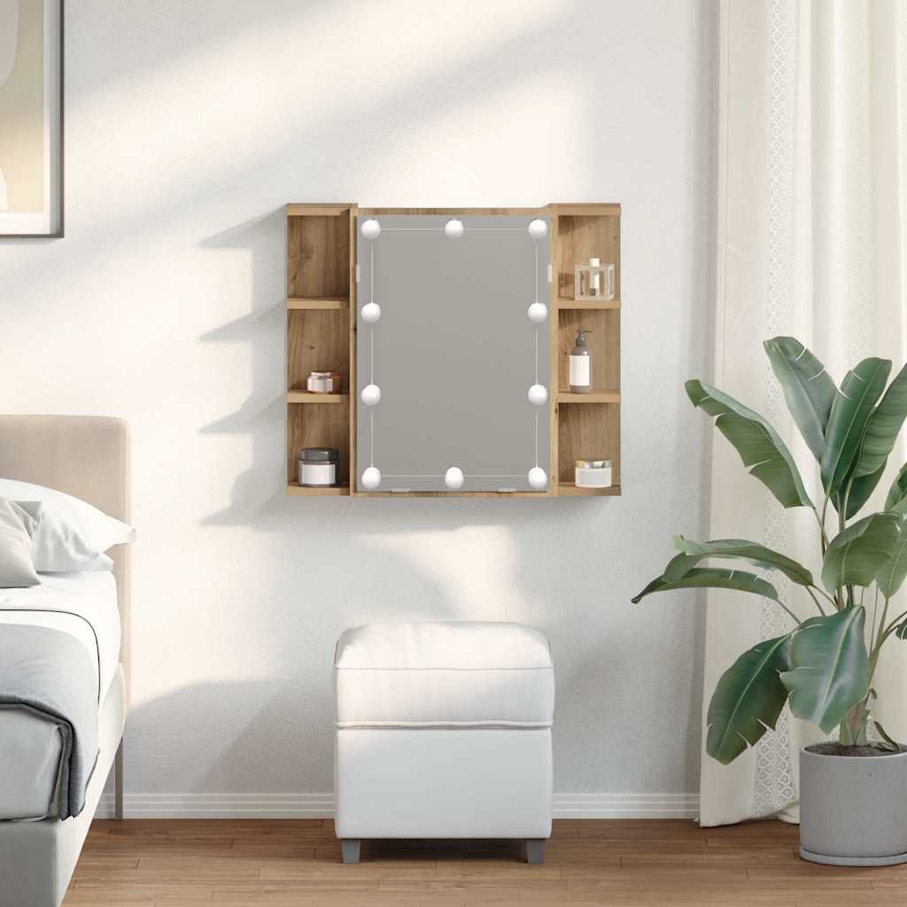 Ormar s ogledalom i LED-om Artisan hrast 70x16,5x60 cm
