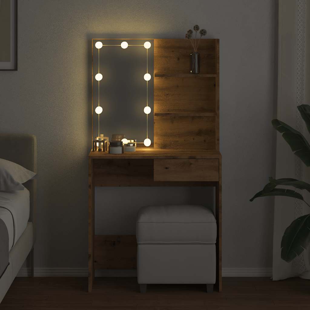 Toaletni stol s LED-om Artisan hrast 74,5x40x141 cm