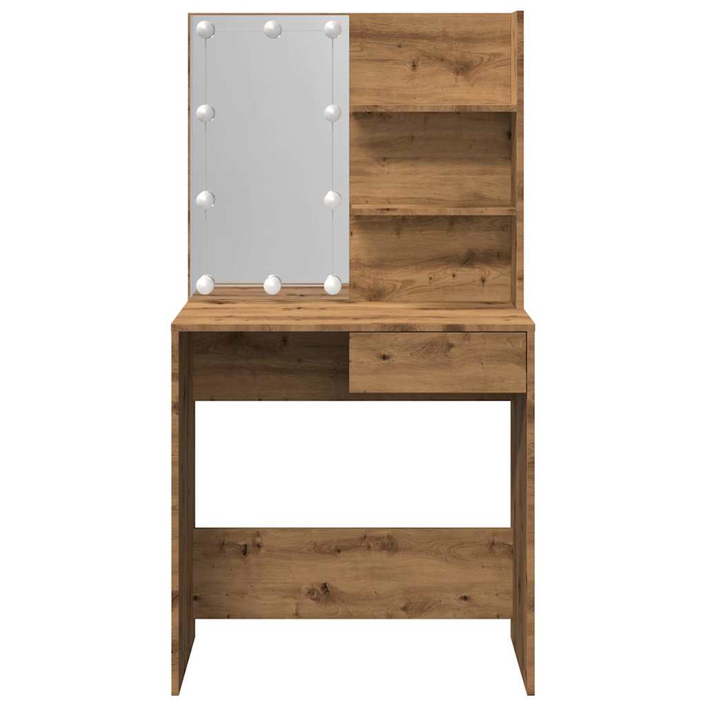 Toaletni stol s LED-om Artisan hrast 74,5x40x141 cm