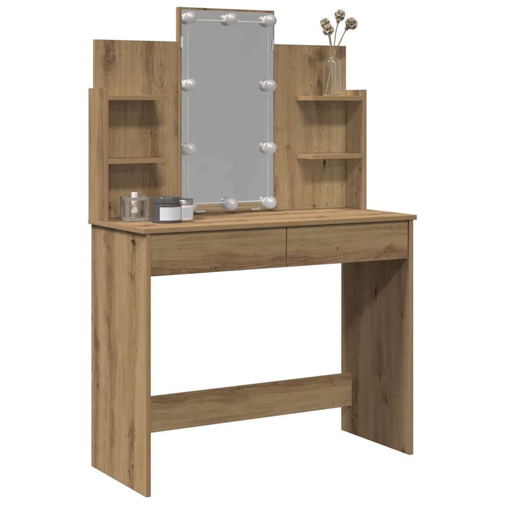 Toaletni stol s LED svjetlima Artisan hrast 96x40x142 cm