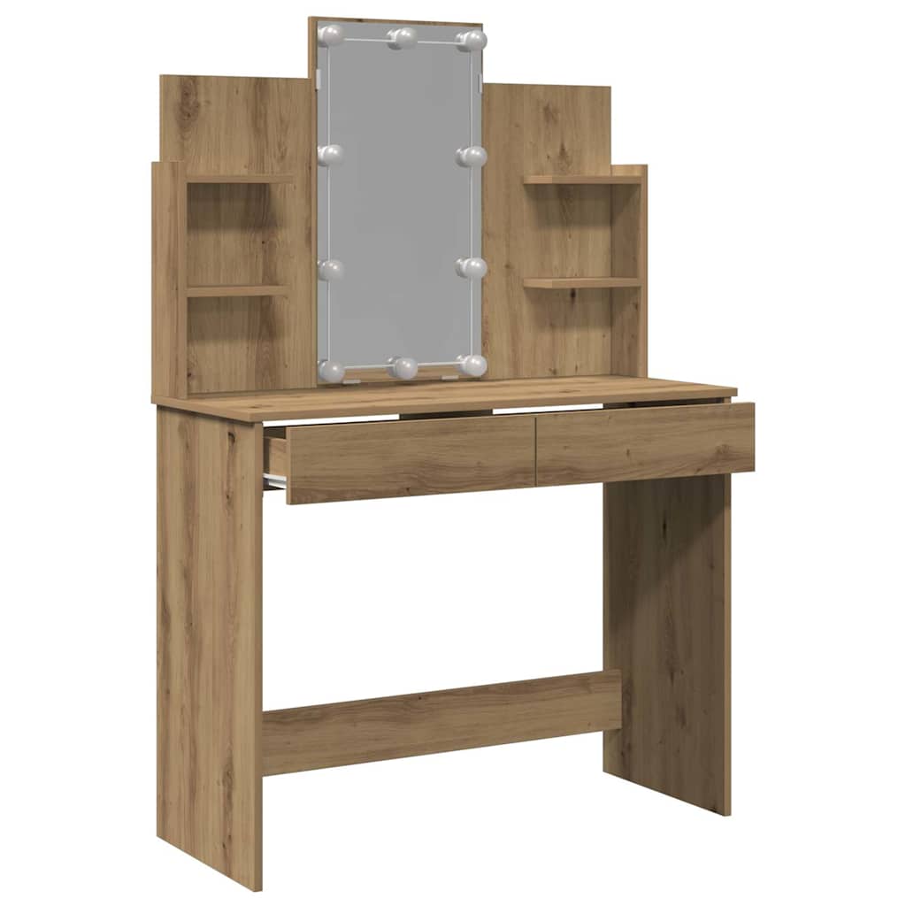 Toaletni stol s LED svjetlima Artisan hrast 96x40x142 cm