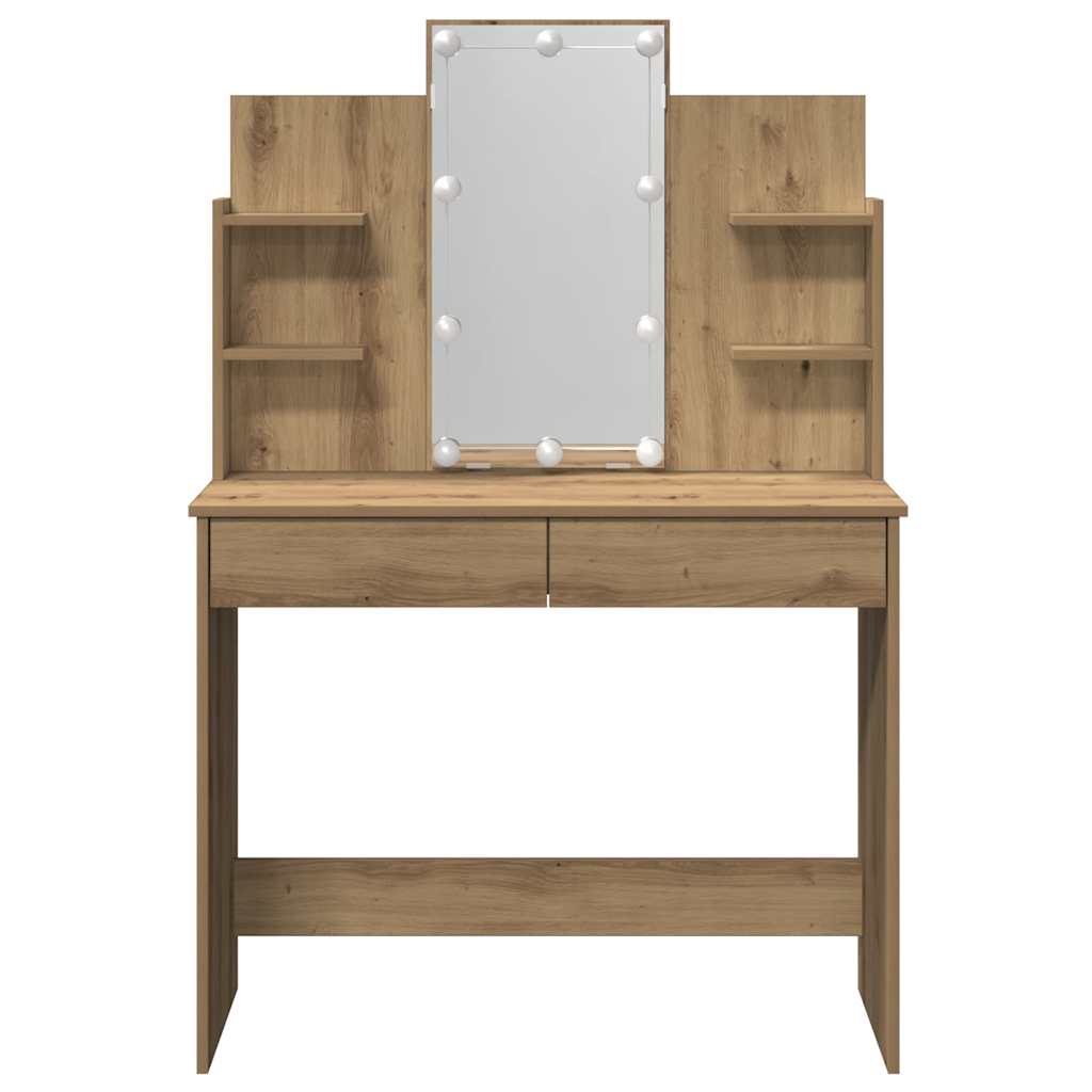 Toaletni stol s LED svjetlima Artisan hrast 96x40x142 cm