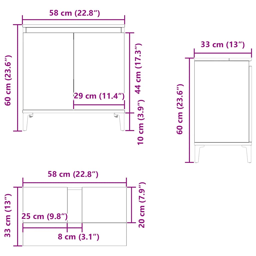 Ormarić za umivaonik boja drva 58x33x60 cm konstruirano drvo