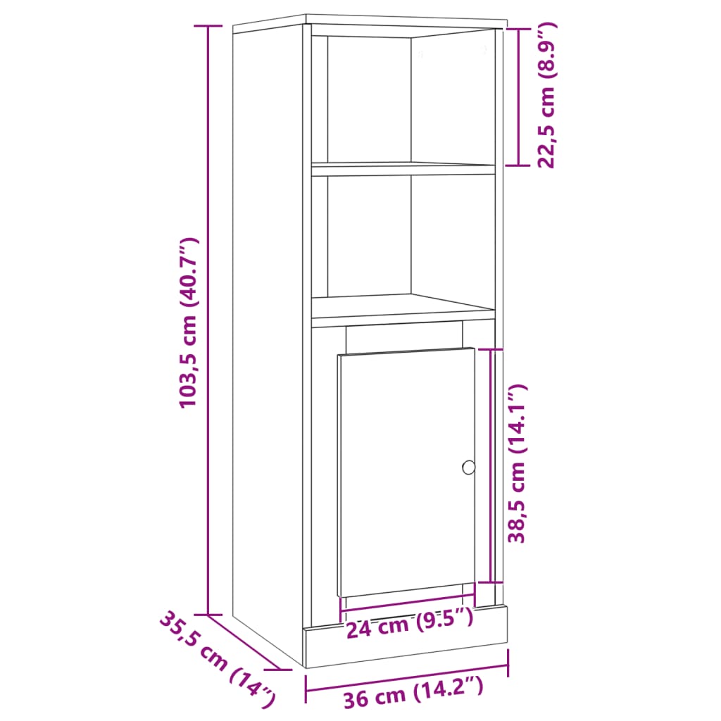 Visoka boja starog drva 36x35,5x103,5 cm konstruirano drvo