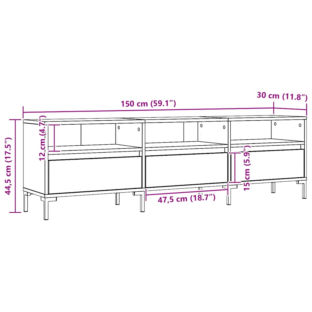 TV ormarić Artisan hrast 150x30x44,5 cm izrađeno drvo