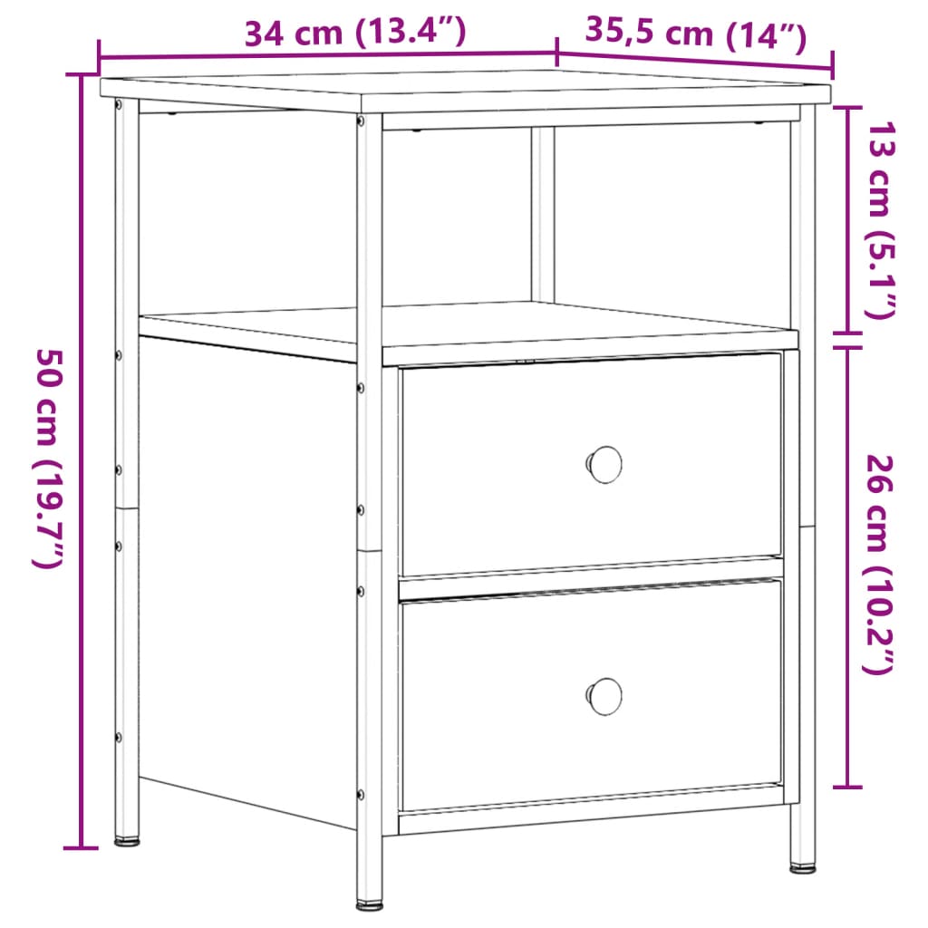 Noćni ormarići 2 kom Staro drvo 34x35,5x50 cm Konstruirano drvo