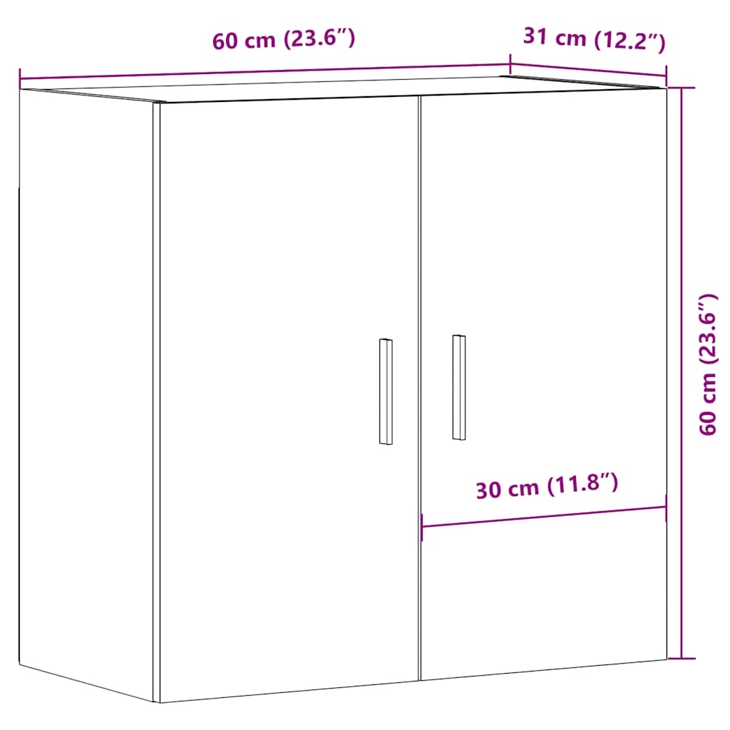 Zidni ormarić boja staro drvo 60x31x60 cm od konstruiranog drva