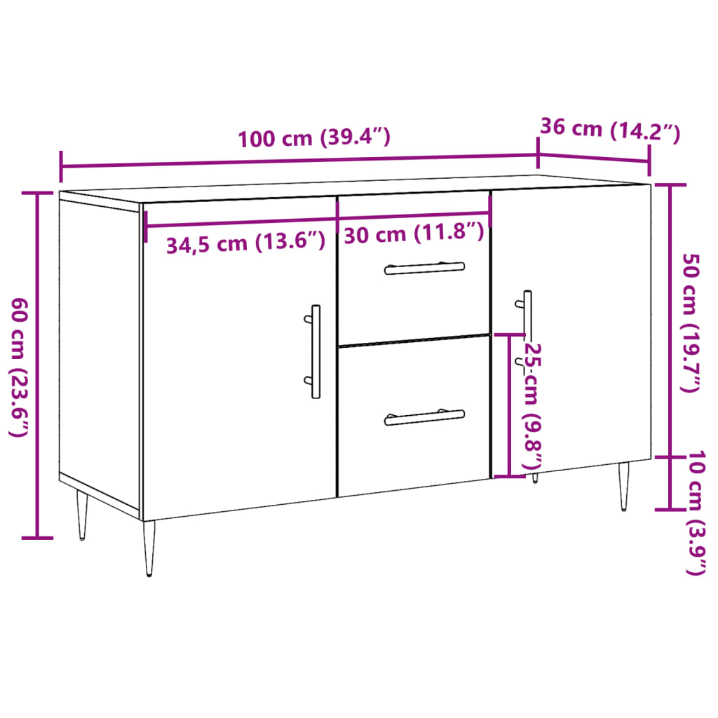 Komoda boja starog drva 100 x 36 x 60 cm od konstruiranog drva