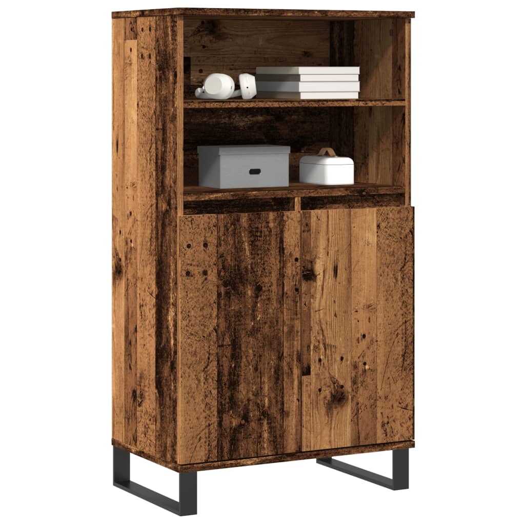 Visoka komoda boja staro drvo 60x36x110 cm konstruirano drvo