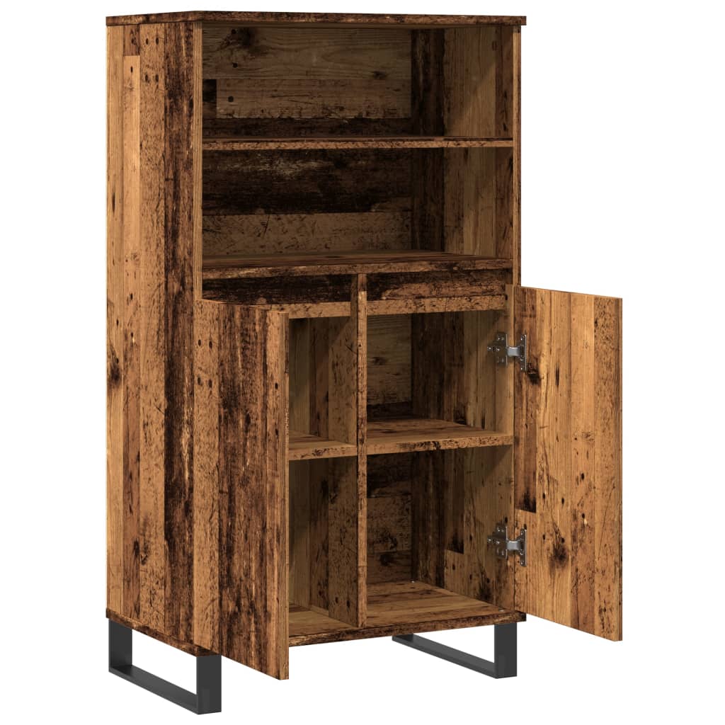 Visoka komoda boja staro drvo 60x36x110 cm konstruirano drvo