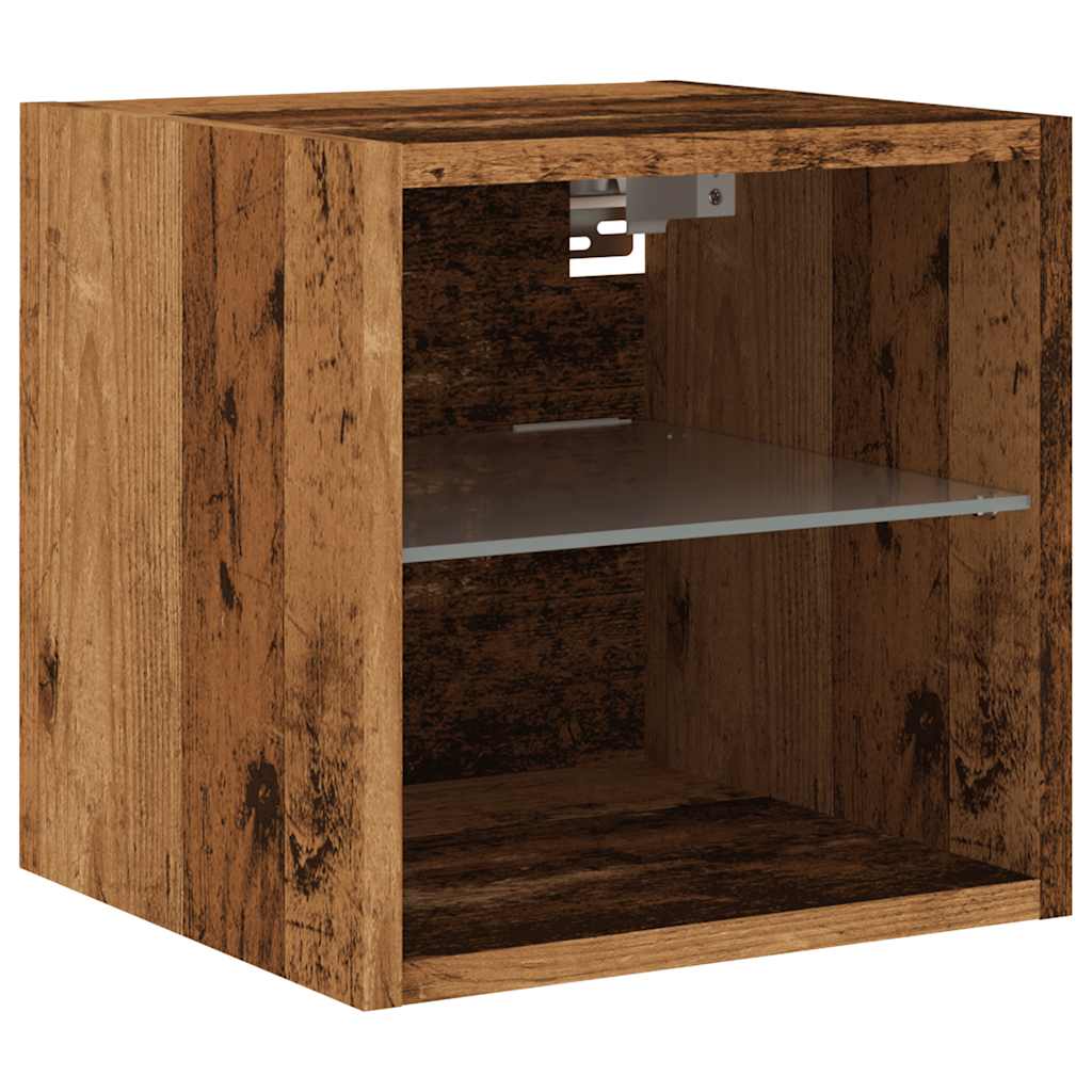TV zidni ormarić s LED svjetlima staro drvo 30x28,5x30 cm