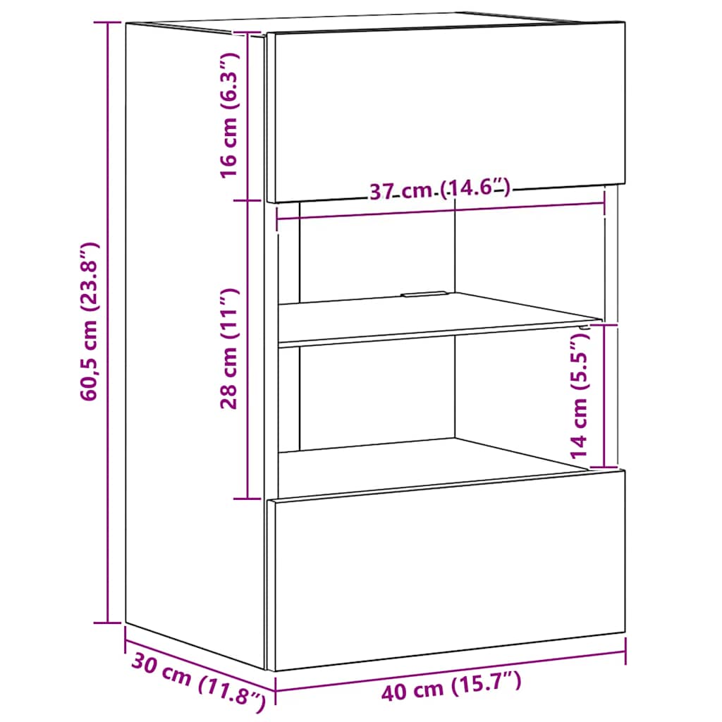 Zidni ormarići s LED svjetlima za TV 2 kom Artisan hrast