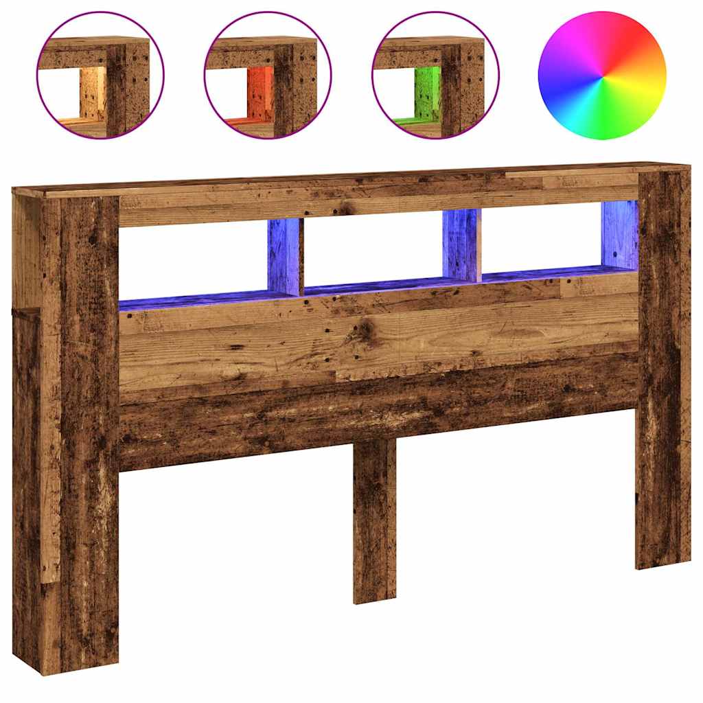 LED uzglavlje boja drva 180x18,5x103,5 cm konstruirano drvo