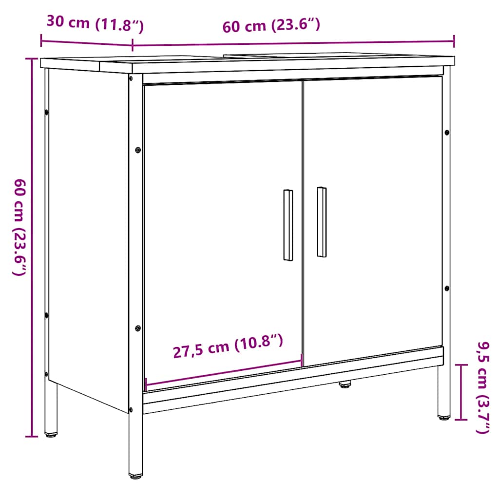 Ormarić za umivaonik boja drva 60x30x60 cm konstruirano drvo
