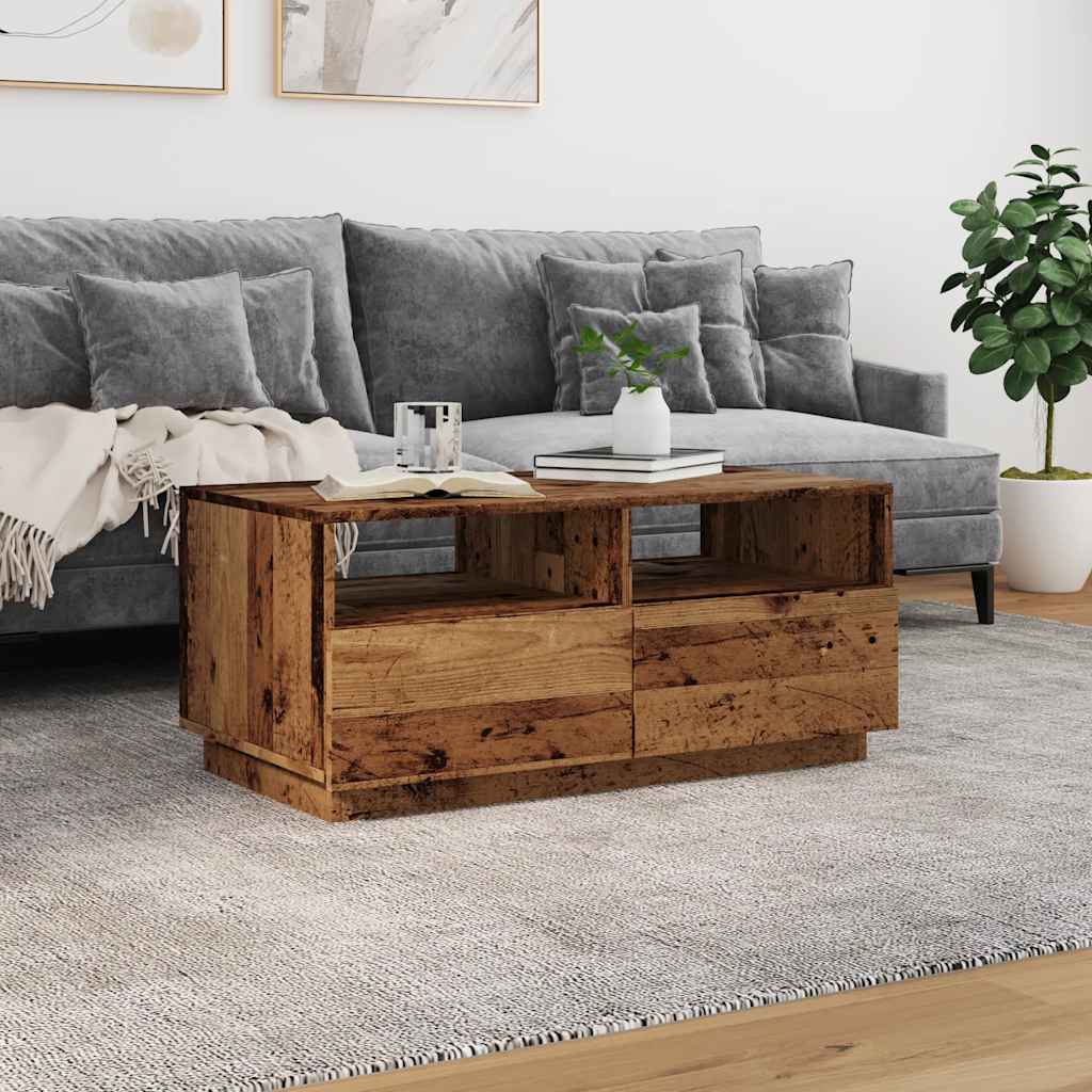 Stolić za kavu s LED svjetlima boja starog drva 90x49x40 cm