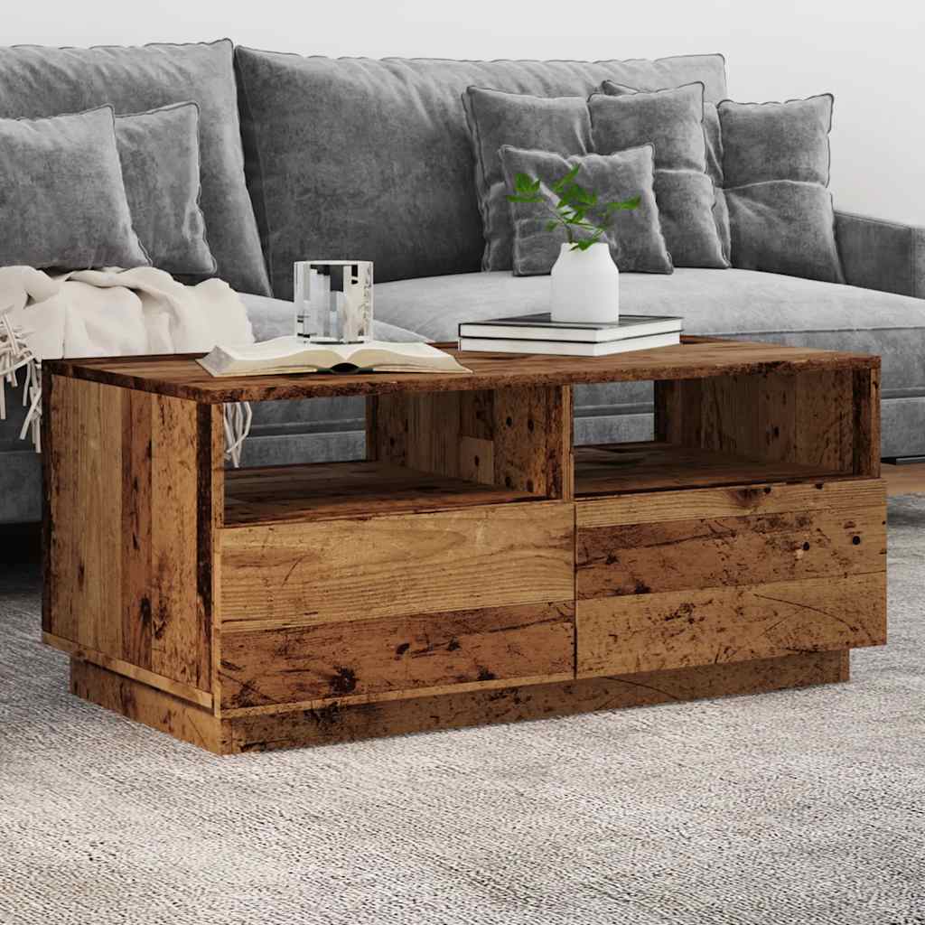 Stolić za kavu s LED svjetlima boja starog drva 90x49x40 cm