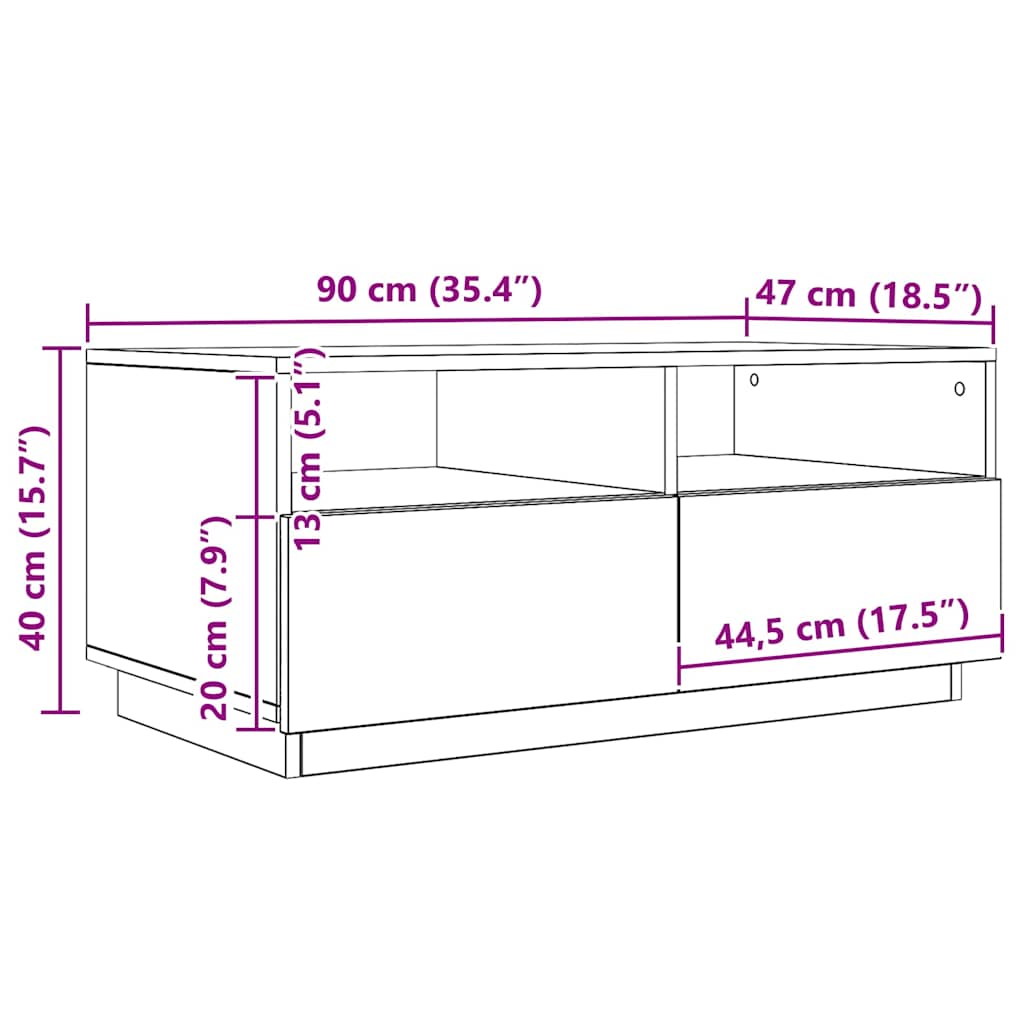 Stolić za kavu s LED svjetlima boja hrasta artisan 90x49x40 cm