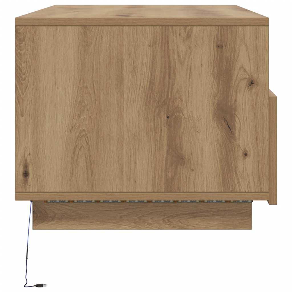 Stolić za kavu s LED svjetlima boja hrasta artisan 90x49x40 cm