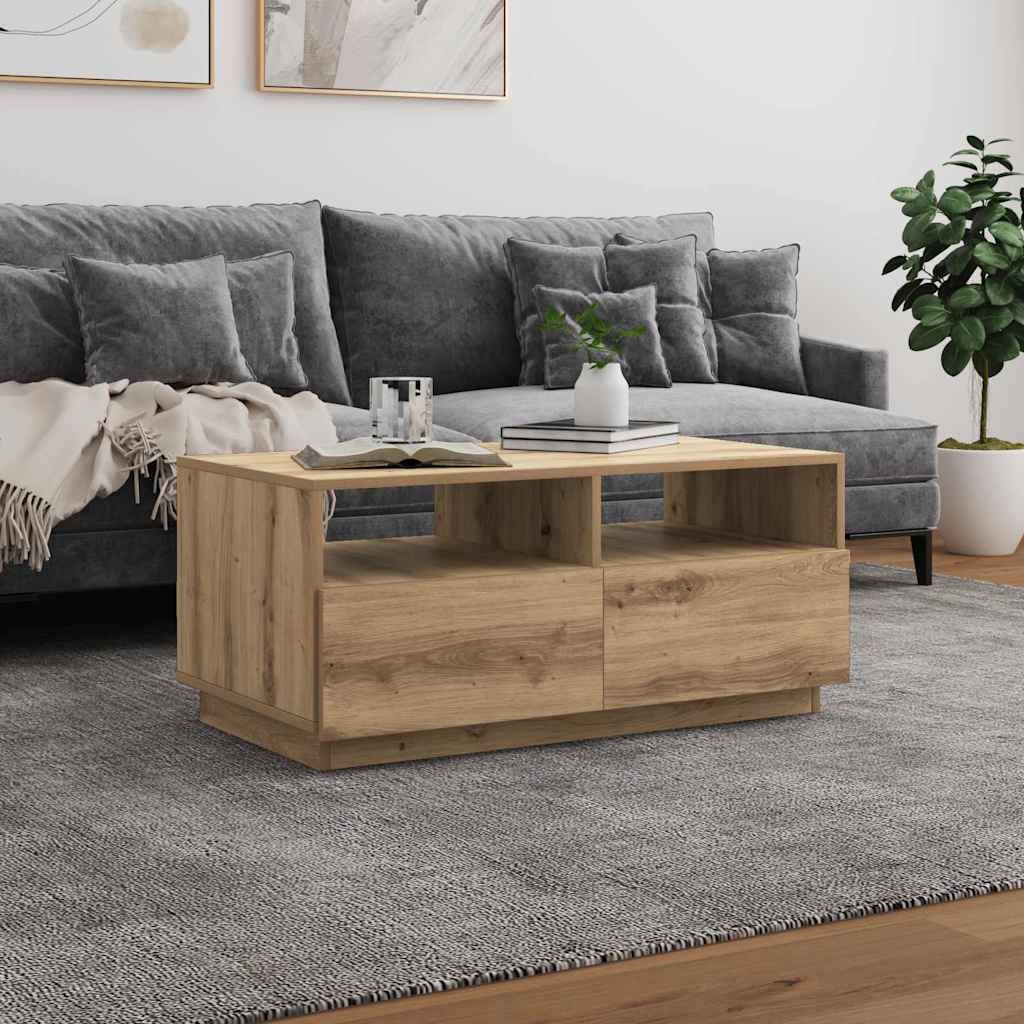 Stolić za kavu s LED svjetlima boja hrasta artisan 90x49x40 cm