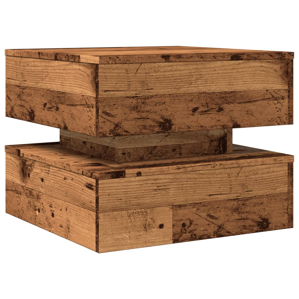 Stolić za kavu s LED svjetlima boja staro drvo 50 x 50 x 40 cm