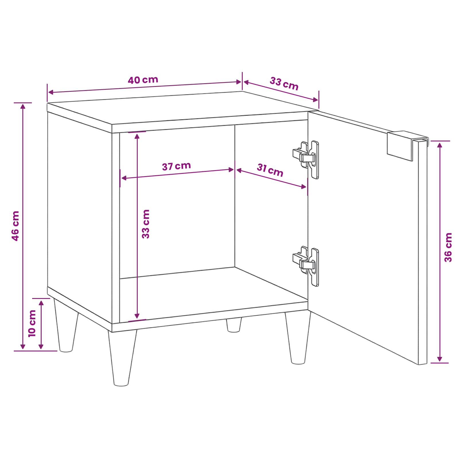 Noćni ormar 2 pcs Crna i zlatna 40 x 33 x 46 cm