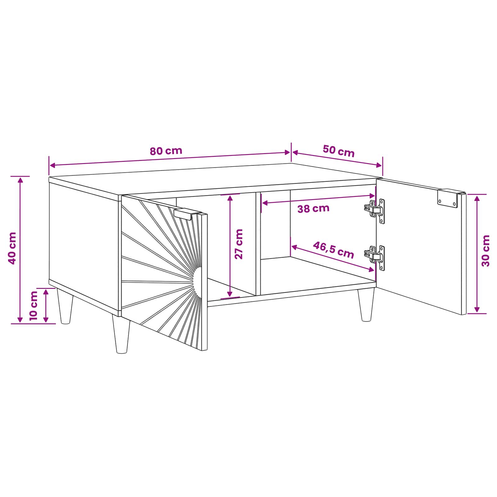 Kava Stol Crna i zlatna 80 x 50 x 40 cm Konstruirano drvo