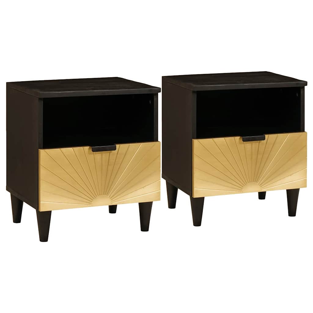 Noćni ormar 2 pcs Crna i zlatna 40 x 33 x 46 cm