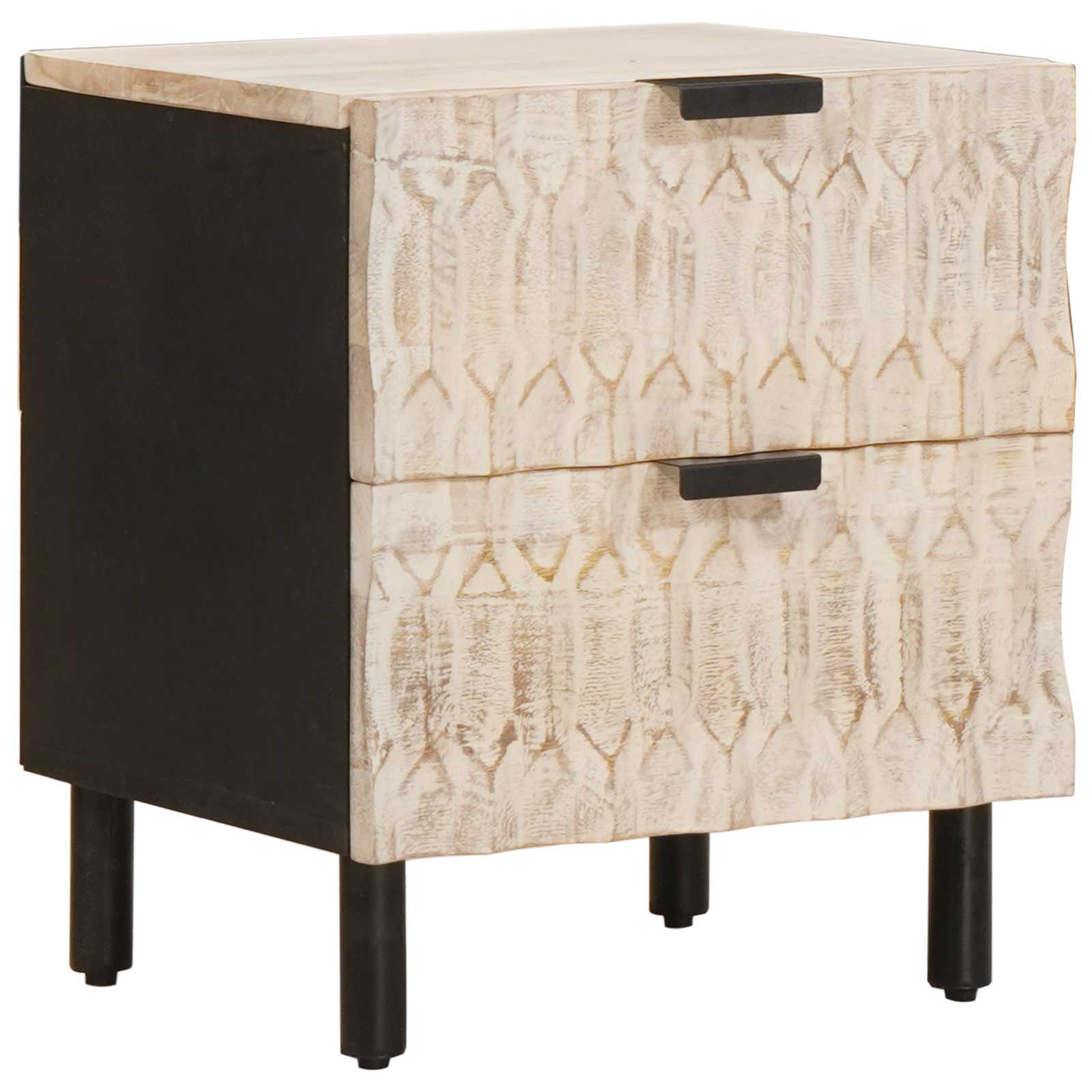 Noćni ormar 2 pcs Bijelo 40 x 33 x 46 cm Čvrsto drvo manga