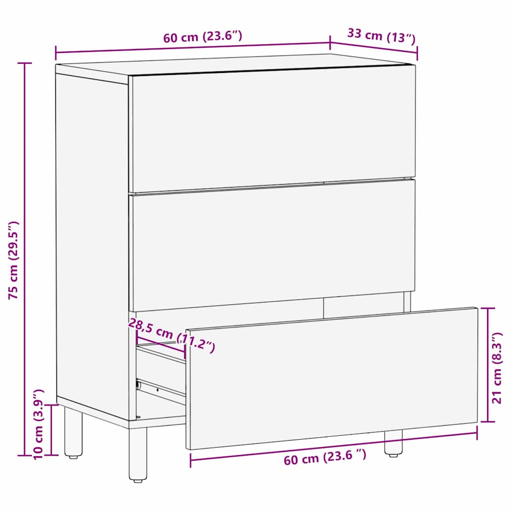 Kreveta Finš acacije smeđa 60 x 33 x 75 cm Čvrsto drvo manga