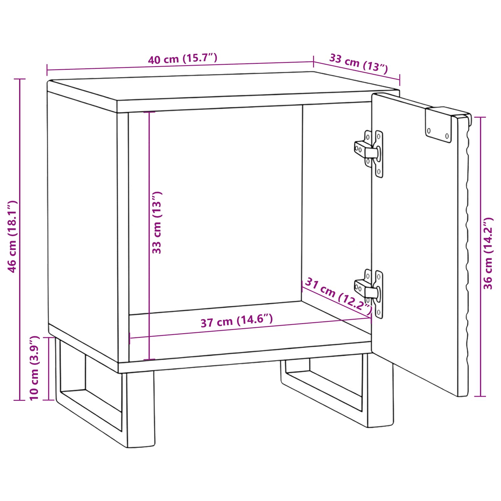 Noćni ormar Prirodna 40 x 33 x 46 cm Konstruirano drvo