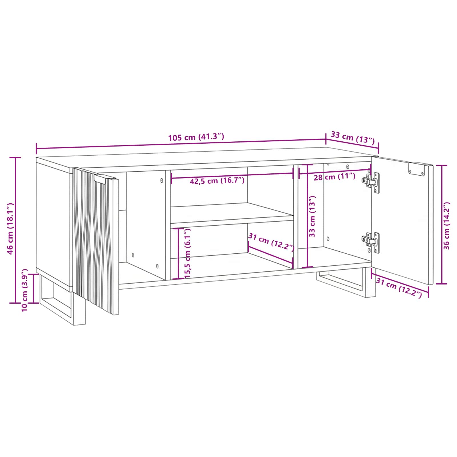 TV Jedinice Smeđa 105 x 33 x 46 cm Konstruirano drvo