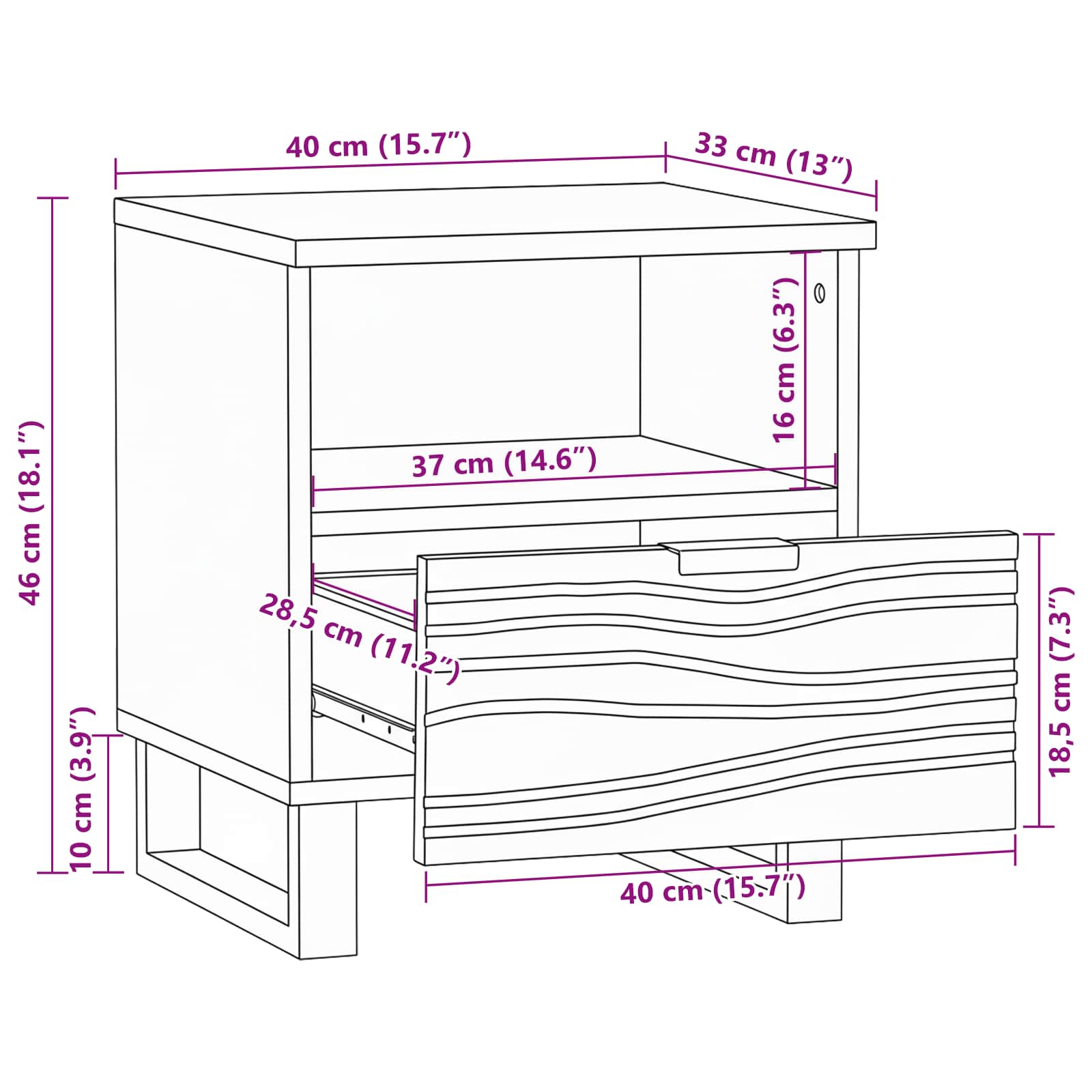 Noćni ormar 2 pcs Bijela 40 x 33 x 46 cm Konstruirano drvo
