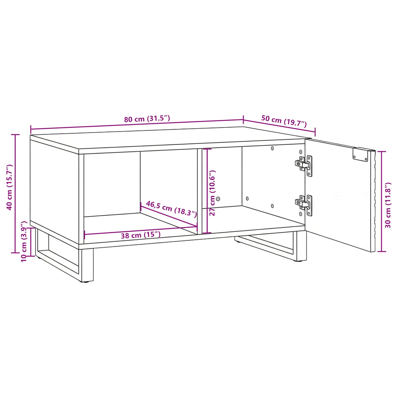 Kava Stol Orah 80 x 50 x 40 cm Konstruirano drvo