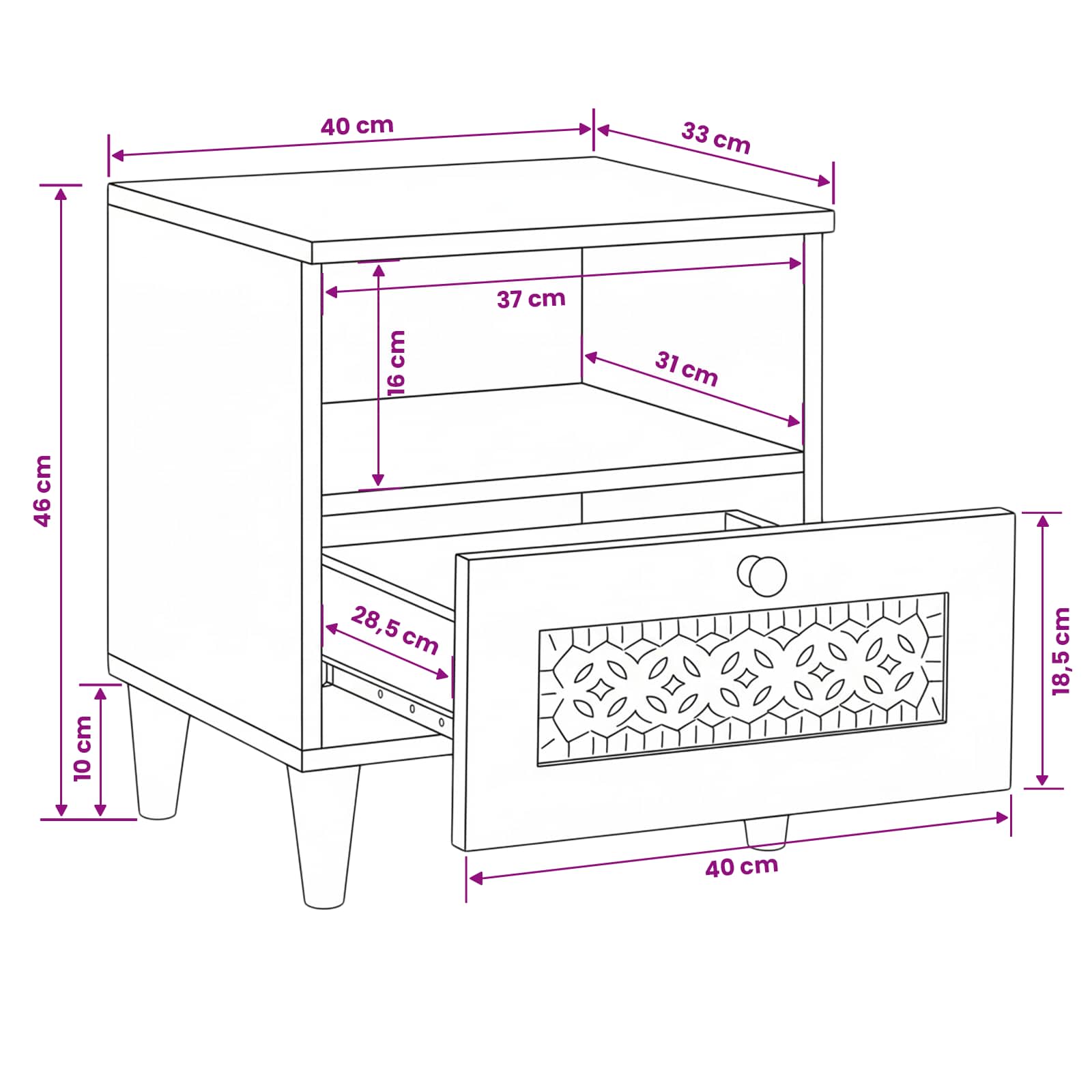 Noćni ormar 2 pcs Bijela 40 x 33 x 46 cm Konstruirano drvo