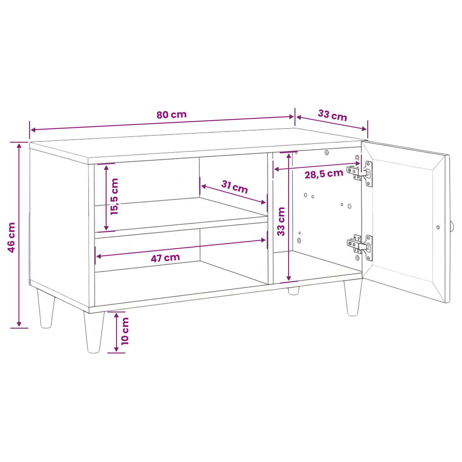 TV Jedinice s policom Bijelo 80 x 33 x 46 cm Konstruirano drvo