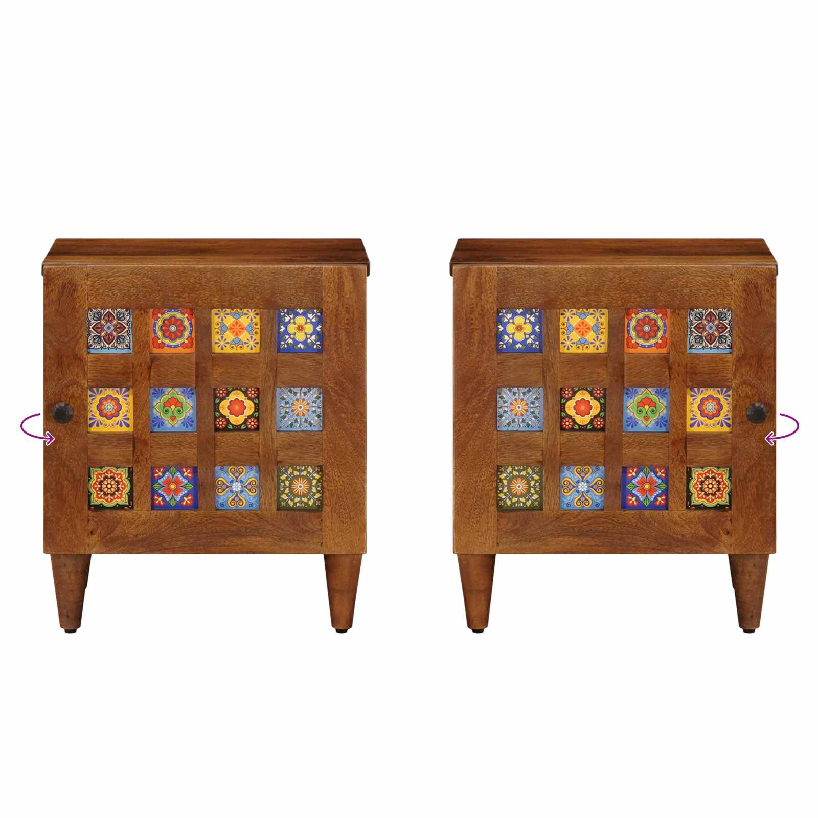 Noćni ormar 2 pcs Smeđa 40 x 33 x 46 cm Čvrsto drvo manga