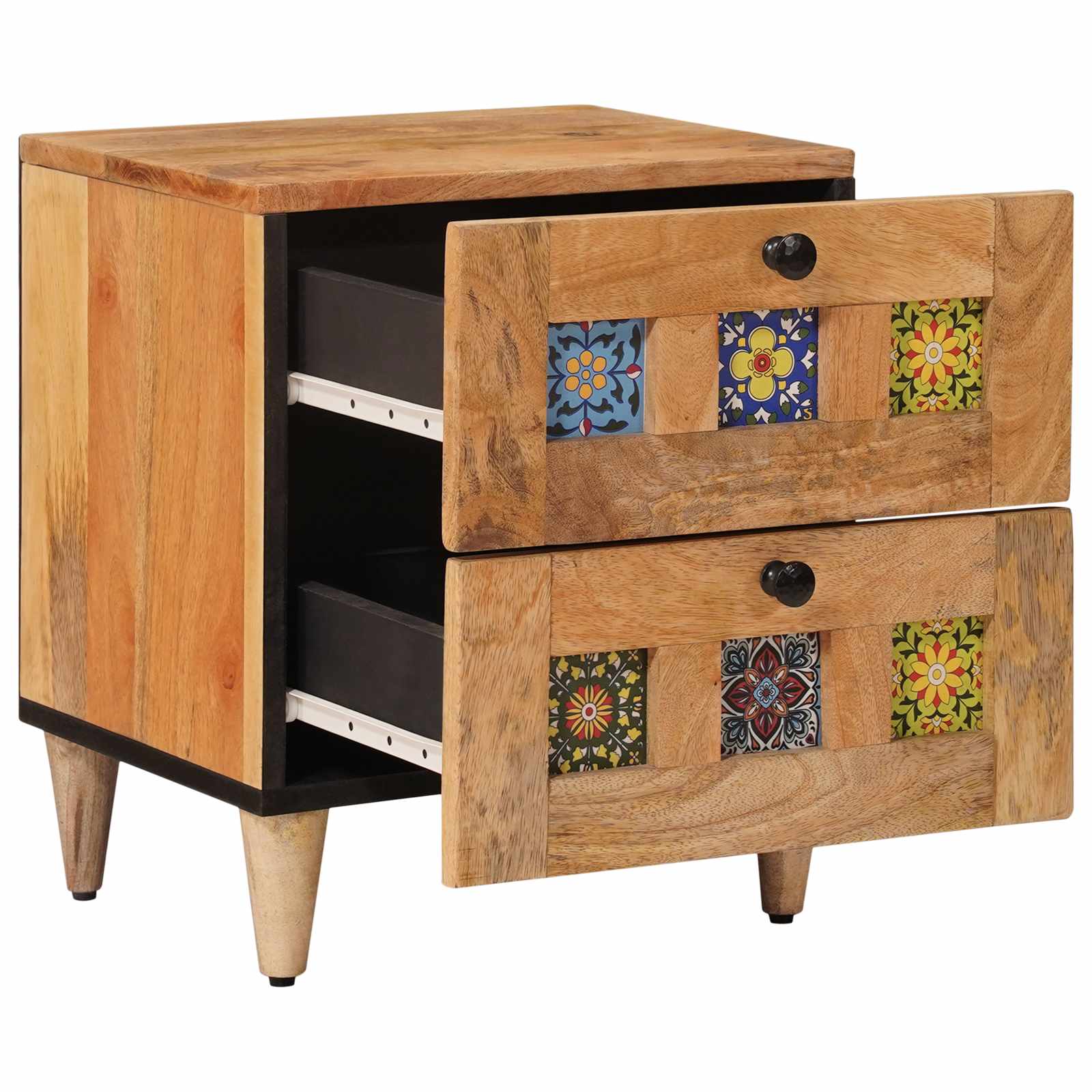Noćni ormar 2 pcs Prirodna 40 x 33 x 46 cm Čvrsto drvo manga