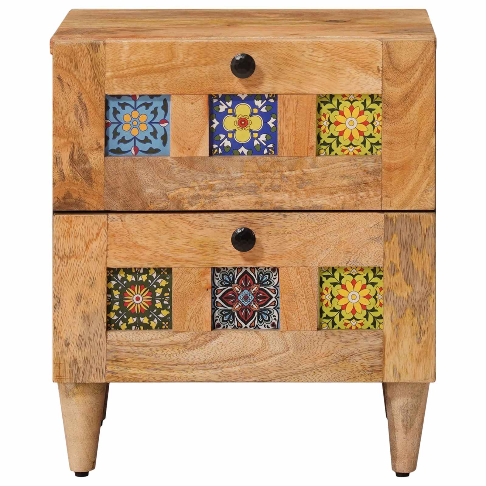 Noćni ormar 2 pcs Prirodna 40 x 33 x 46 cm Čvrsto drvo manga