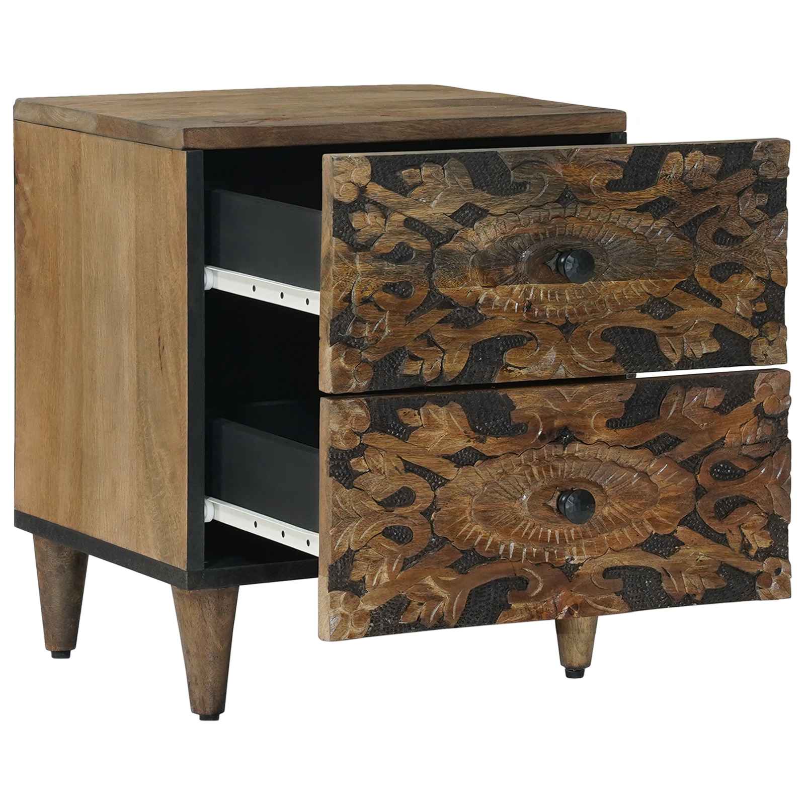 Noćni ormar 2 pcs Smeđa 40 x 33,5 x 46 cm Čvrsto drvo manga