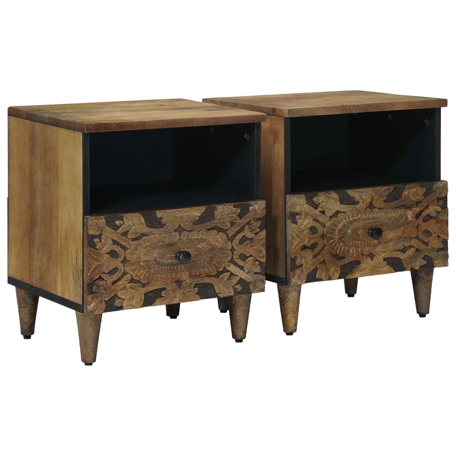 Ormar za krevet 2 pcs Smeđa 40 x 33 x 46 cm Čvrsto drvo manga