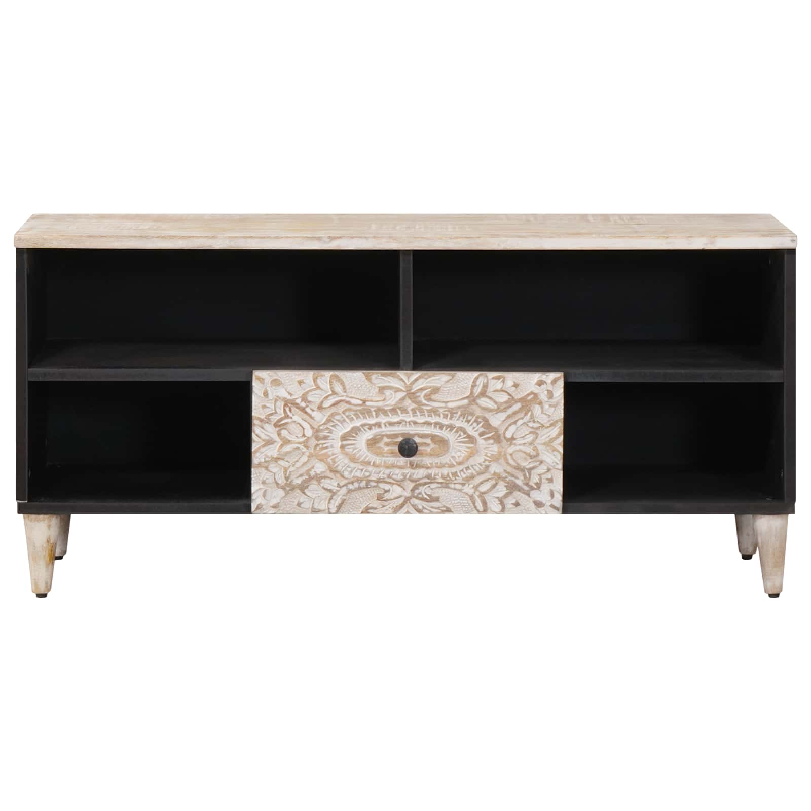TV ormar s ladicama Bijelo 100 x 33,5 x 46 cm Čvrsto drvo manga