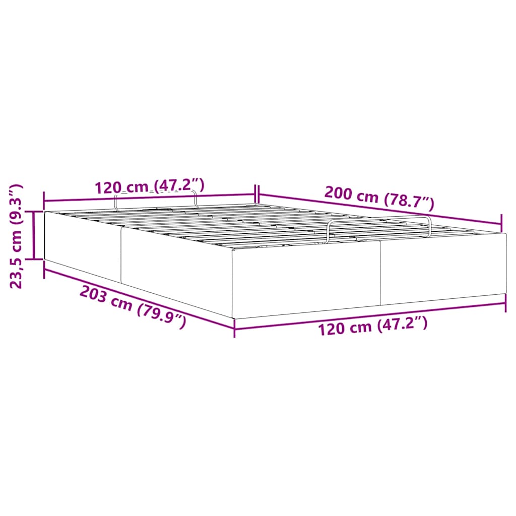Otomanski okvir kreveta bez madraca crni 120x200cm umjetne kože