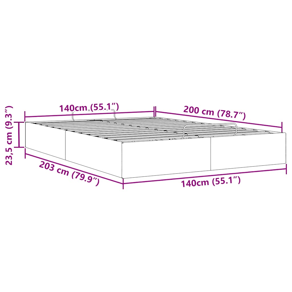 Otomanski okvir kreveta bez madraca sivi 140x200cm umjetne kože
