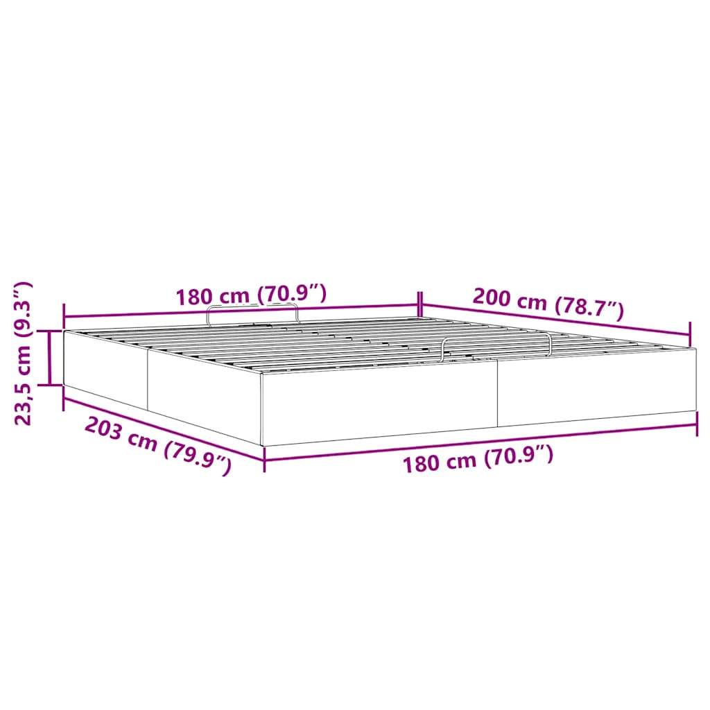 Otomanski okvir kreveta bez madraca sivi 180x200cm umjetne kože