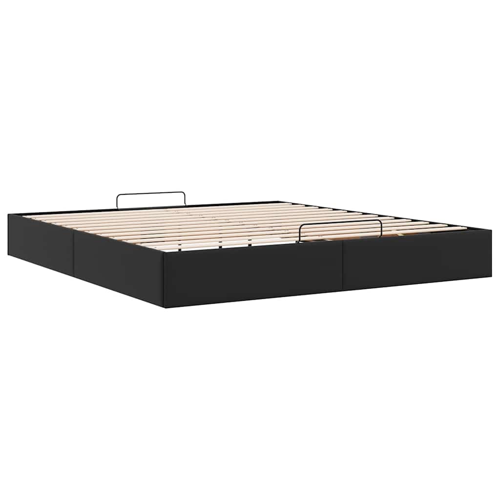 Otomanski okvir kreveta bez madraca crni 200x200cm umjetne kože